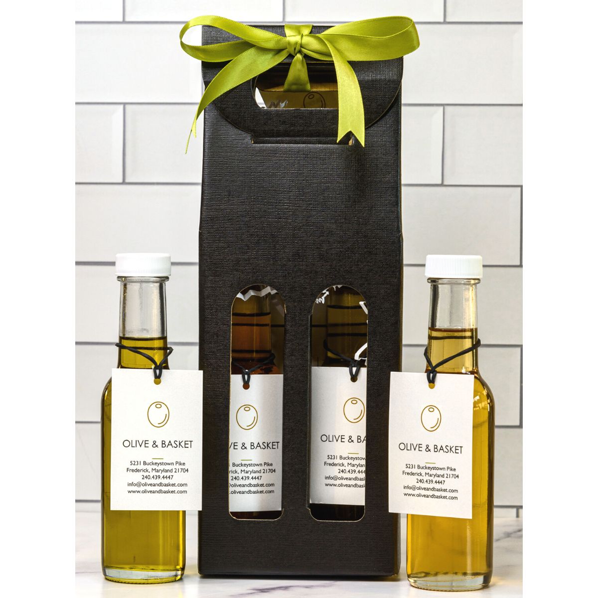 Greek Island-Inspired Duo Gift Set- Lemon Cucumber White Balsamic Vinegar and Greek Seasoning Olive Oil in a Gift Box