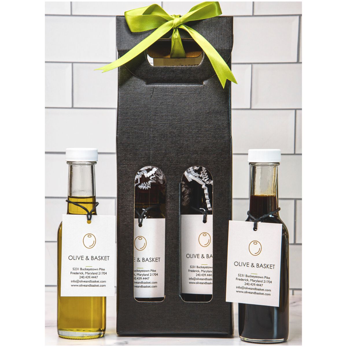Classic Italian Duo Gift Set- Includes Traditional Balsamic Vinegar and Basil Olive Oil in a Gift Box